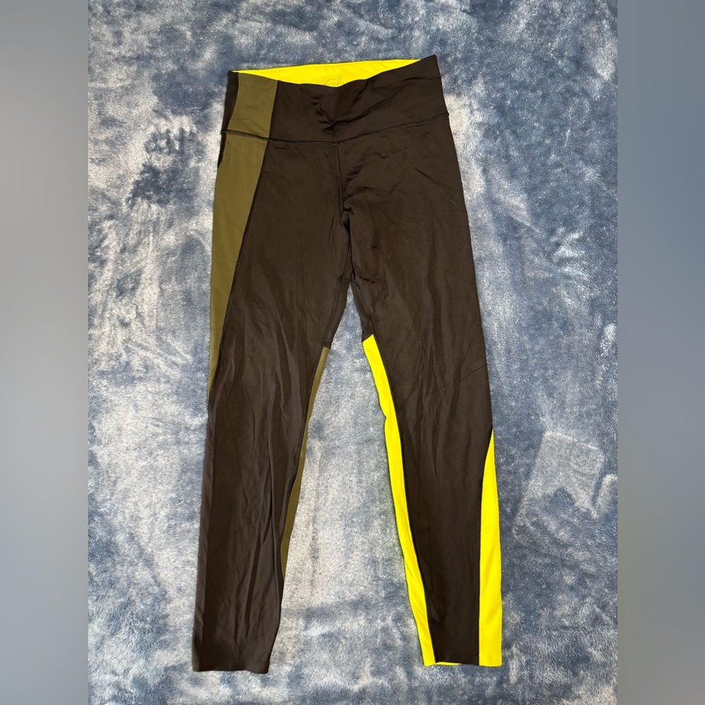 Athleta Yellow and Black Colorblock Leggings